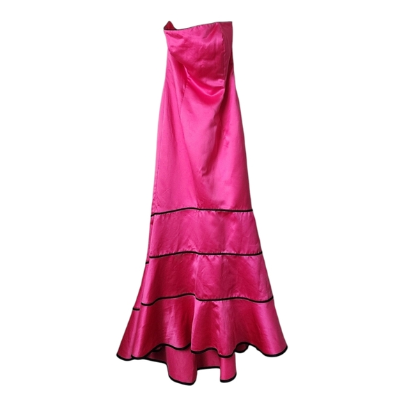 ZUM ZUM x VINTAGE Y2k fit flare maxi prom dress barbie‎ pink black bows 7/8 - Picture 1 of 11